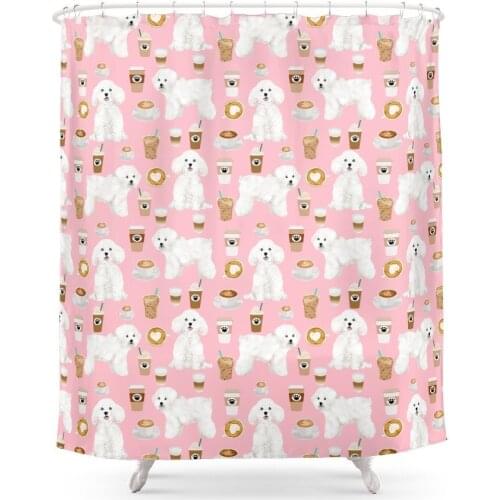Bichon Frise Coffee Latte Mocha Lover Cafe Dog Portrait Gifts For Dog Lovers With Bichons Shower Curtain Set