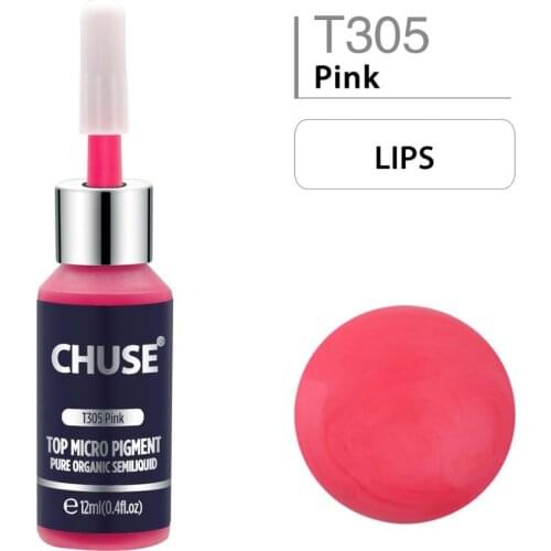 CHUSE T305 Pink Microblading Micro Pigment Permanent Makeup Tattoo Ink Cosmetic Color Passed SGS,DermaTest 12ml (0.4fl.oz) INK