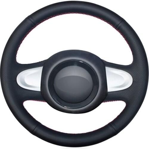 Black PU Faux Leather DIY Hand Car Steering Wheel Cover for Mini Cooper Coupe countryman Roadster Clubman 2009-2013 (2-Spoke)