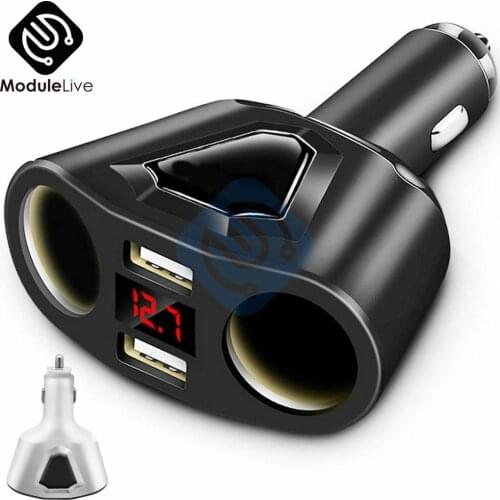 Digital Battery Voltage Display Car Fast Charge Dual USB Charger 2 Way Car Cigarette Lighter Socket Splitter Adapter 12V 3.1A