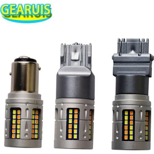 Switchback led dual color 1157 bay15d 72 SMD 2016 3.6W 7443 W21/5W 3157 Car DRL Turn Signal Lights White to Amber 12V