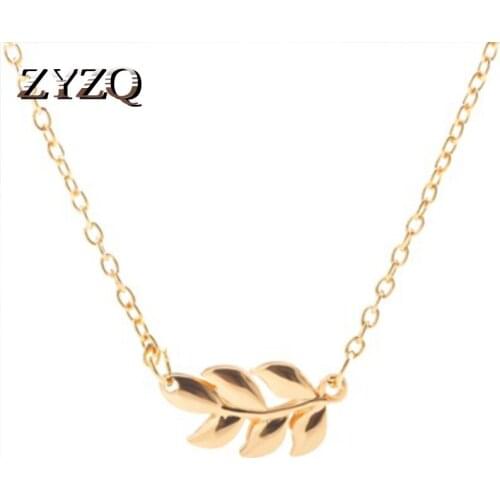 ZYZQ Elegant Delicate Chain Necklace With Nice Beautiful Leaves Design Golden Color Silver Plated Birthday Gift Necklace Hot