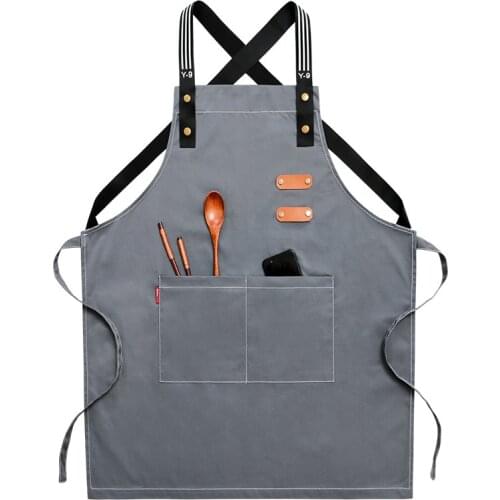 Chef Apron-Cross Back Apron for Men Women with Adjustable Straps and Large Pockets,Canvas,M-XXL,Black