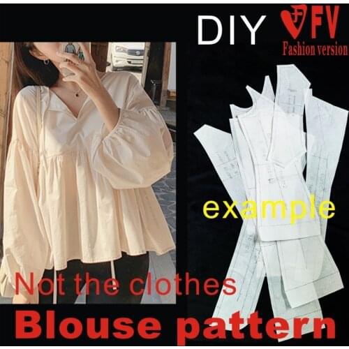 Shirt pattern womens doll collar lantern sleeve blouse sewing design drawing 1:1 clothing pattern BCY-125