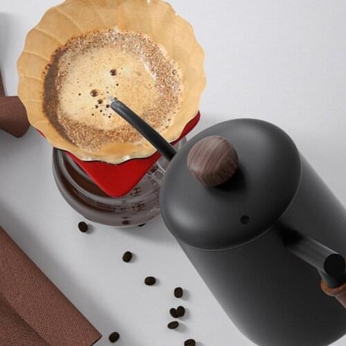 Gooseneck Spout Long Mouth Coffee Kettle Teapot Stainless Steel Bracket Hand Punch Pot Coffee Pots with Lid Drip 600Ml