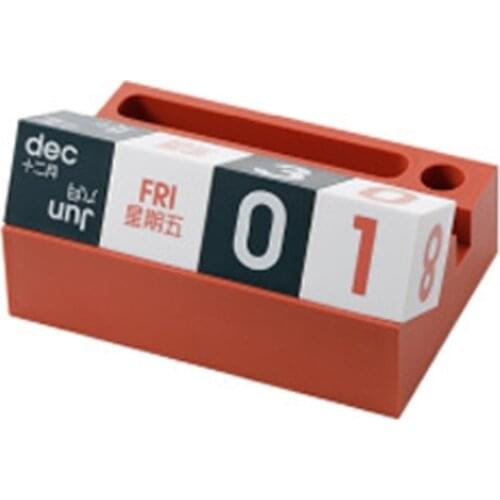 Square Perpetual Calendar Desktop Block Calendar with Mobile Phone Holder Pen Holder Stand Creative Nordic Decoration