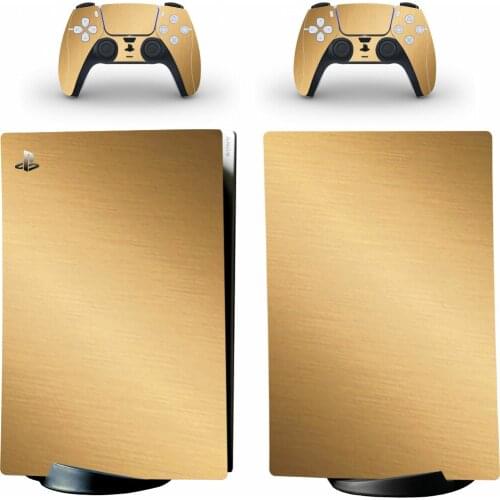 Metal Brushed Gold PS5 Digital Skin Sticker for Playstation 5 Console & 2 Controllers Decal Vinyl Protective Skins