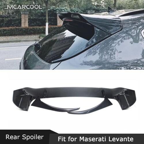 Carbon Fiber Rear Roof Spoiler Window Side Trim Wings Fit For Maserati Levante 2016 - 2019 FRP Boot Trunk Sticker Spoiler