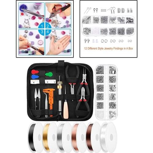 Jewelry Making Starter Kit Earrings Necklace Findings DIY Beads Plier Tools Set For Jewelry Repair and Beading