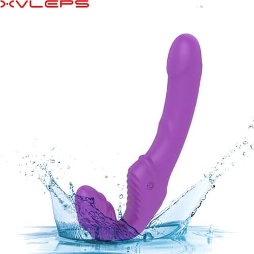 NEW Rechargeable Vagina Strapless Strapon Dildo Vibrator Double Vibrating Lesbian Remote Control Adult Sex Toys for Woman