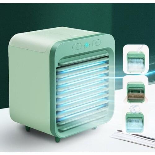 New Mini Portable Air Cooler Fans Air Conditioner Light Desktop Air Cooling Fan Humidifier Purifier For Office Bedroom USB Charg