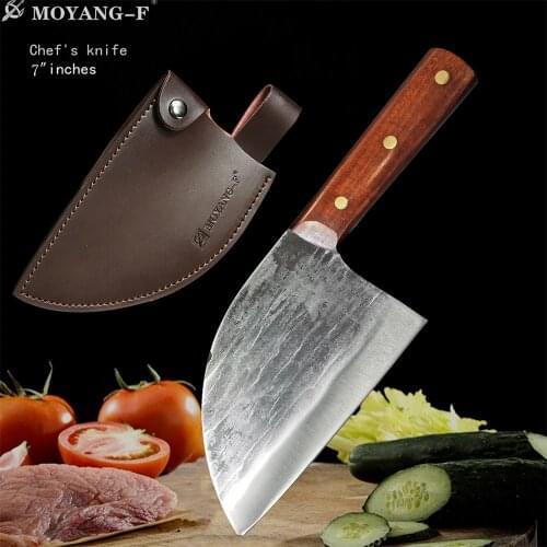 MOLANG Knives High-end hand-forged chef special meat cleaver slice chopper high hardness front kitchen knife sheath
