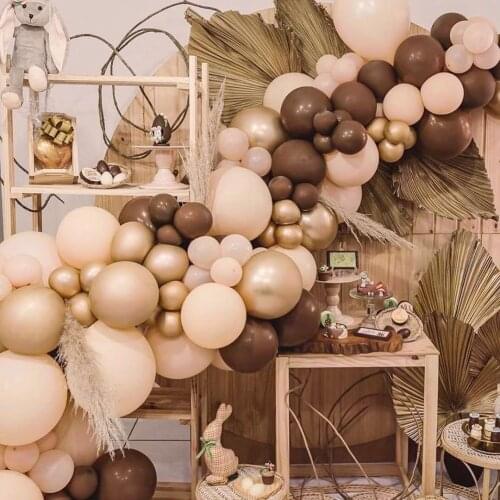 Engagement Latex Balloons Garland Wedding Apricot Coffee Party Balloon Backdrop Decoration