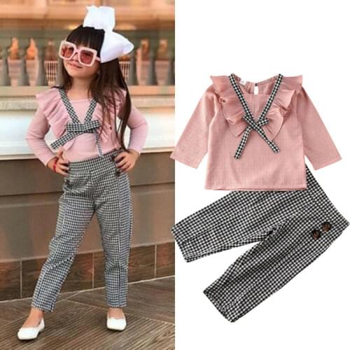 1-6T Toddler Kid Baby Girl Clothes set Ruffles long sleeve Top Pants suit Elegant Cute Sweet Fashion Outfits Tracksuit