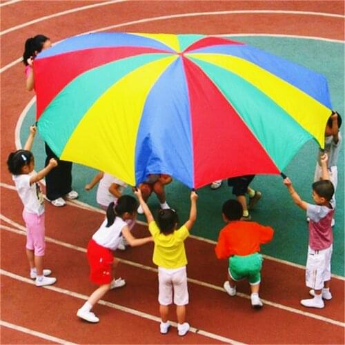 Children Kid Sports Toy Kindergarten Developmental Outdoor Rainbow Umbrella Parachute Toy Jump-sack Play Toy Dia 2M