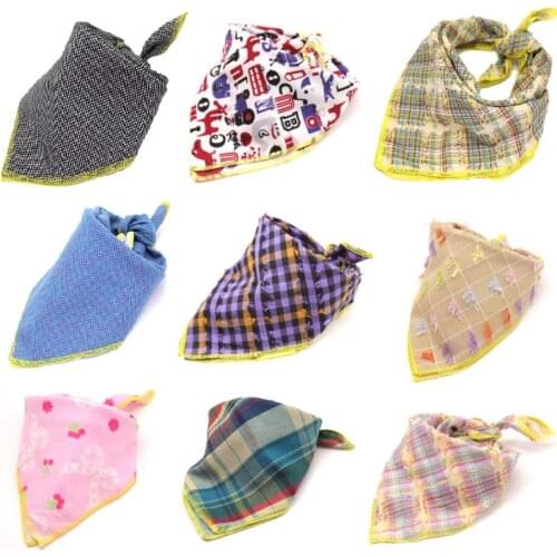 Dog scarf Plaid Style Puppy Cat Dog Bandana/Bibs Cotton gauze Washable Bandana Dog Accessories for Small Dog Grooming Products