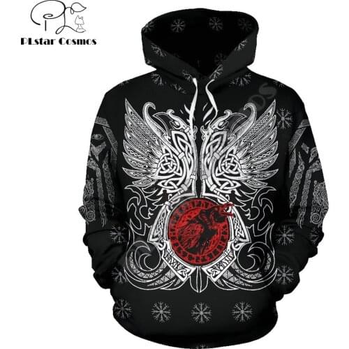 Viking Tattoo hoodie Odin Raven Mjolnir Son Of Odin 3D Printed Mens Zip Up Hoodie Harajuku Streetwear Unisex Casual Jacket YY024