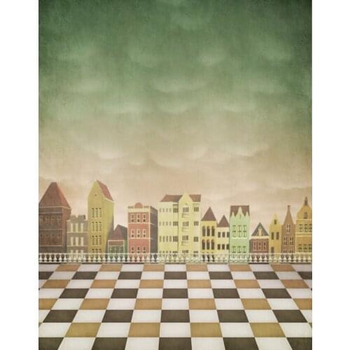 TR Vintage Style Photography Background Black and White Brick Floor Dark City Photo Backdrop for Child Newborn Baby Photo Props