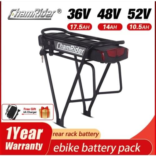 Rear Rack 48v Battery 36v Ebike Battery 52v electric bike Bicycle battery for Bike Lithium Li-ion Battery Pack Carrier Trunk