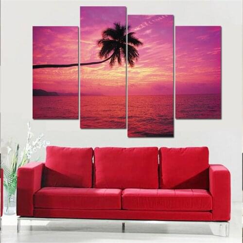 Sunset Landscape Painiting Modular Pictures Sea Canvas Painting Scenery Wall Modular Picturess for Living Room Unframed