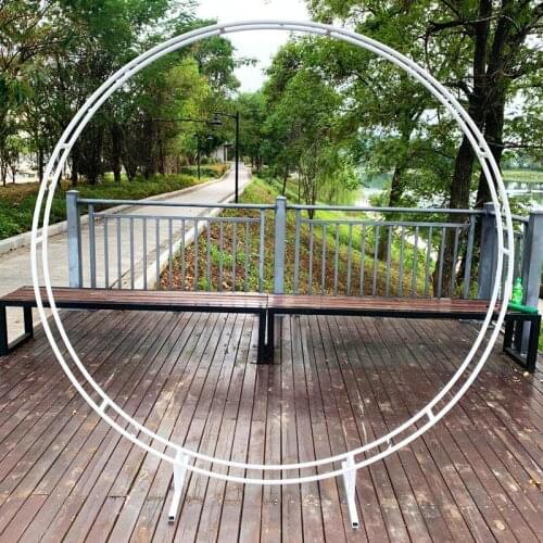 Iron double rod ring wedding arch outdoor marriage birthday party round arch decoration background shelf decoration garden arch