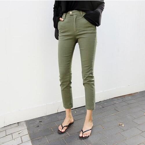 2021 New Army Green Slim Jeans for Women Skinny High Waist Jeans Female Denim Pencil Pants Stretched Jeans Pants Plus Size
