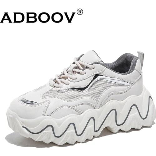 ADBOOV New Fashion Ladies Platform Sneakers Height Increasing 7.5 CM Chunky Casual Shoes Woman Zapatilla De Mujer