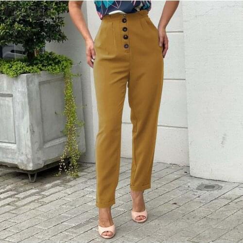 Women Fashion Long Pencil Pants 2021 Summer Solid Suit Trouser ZANZEA High Waist Pleated Pant Office Lady Elegant Casual Trouser