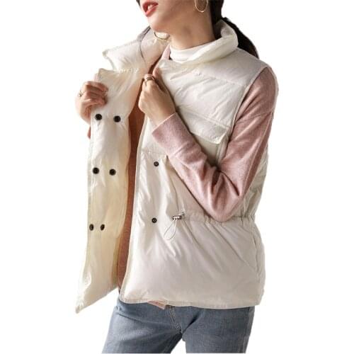 2021 Autumn Winter Vest Jacket Women New White Khaki Black Slim Sleeveless Tops Korean Fashion Short Down Cotton Vest Coat N1220