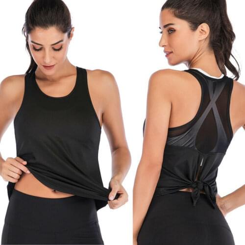 Women Sport Vest Fitness Tank Top Athletic Undershirt Yoga Sports Vest Female Lace Up Shirt For Women Gym Quick Dry T-Shirt Tops