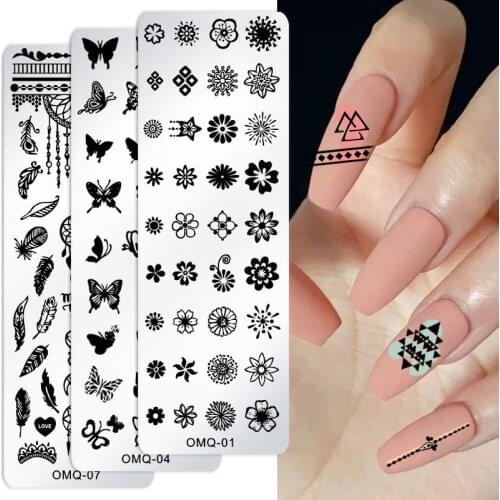 Floral Butterfly Animals Image Nail Plates 3D Stickers Stamping Template Acrylic Nail Art Stencil Design Manicure DIY Decoration
