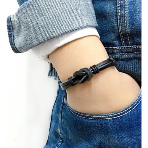 ZotatBele 6pcs/lot black jewelry handmade wrap braided genuine leather bracelet with Hemp rope for men & women SF46