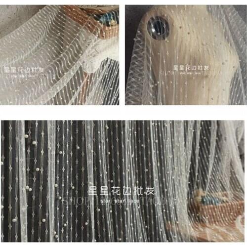1 Meter 150cm Wide Wedding Lace Fabric Soft Gold Thread Beaded Mesh Lace DIY Curtain Party Dress Creative Material