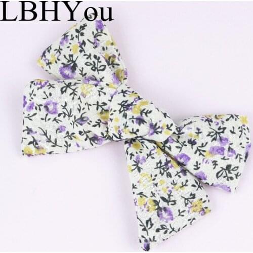1pcs Summer Girls Bows Hair Accessories,Cute Floral Prints Big Handtie Knot Cotton Fabric Hair Clips,School Girls Hair Wear