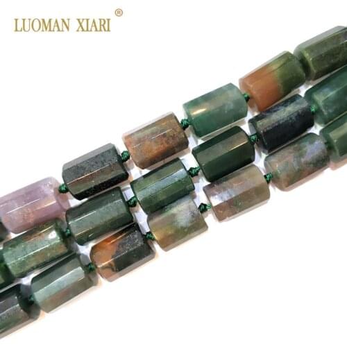 100% Natural India Agat Cylindrical Shaped Facted Stone Bead For Jewelry Making DIY Bracelet Necklace Size 11*16 mm Strand 15"