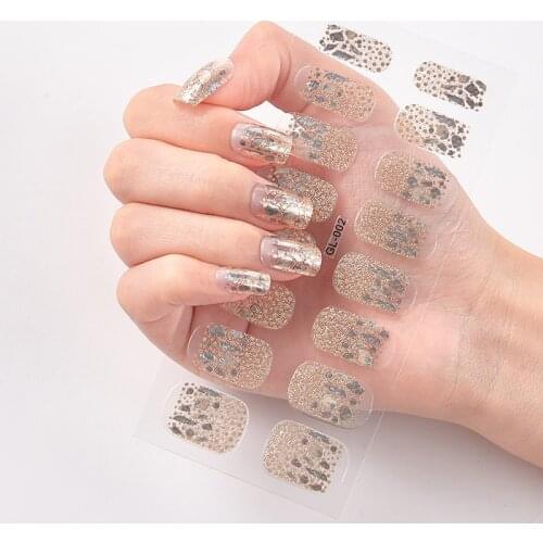 16 Tips/Sheet Glitter Series Minimalist Design Fashion Nail Polish Novidades Nail Designs Nails Sticker Designer Polish Foil