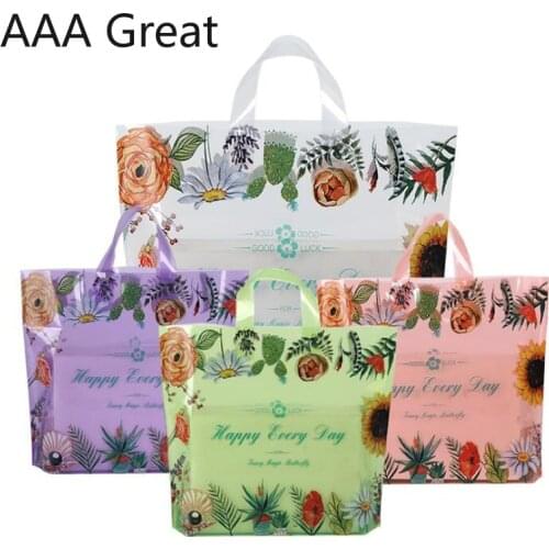 25Pcs/Lot Plastic Shopping Bags Handle Plastic Jewelry Pouches Packing Gift Carrier Bags Handle Cloting Bag Supermarket Supplies
