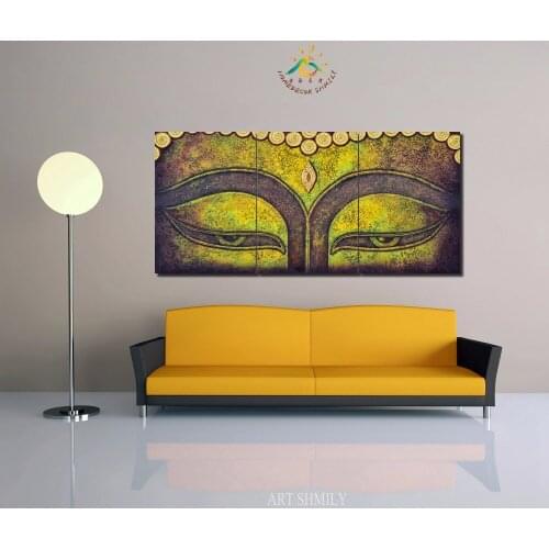 3-4-5 Pieces Buddha Face Modern Wall Art Printed Painting Buddhism The Buddha Face Home Decor Wall Art Picture For Living Room