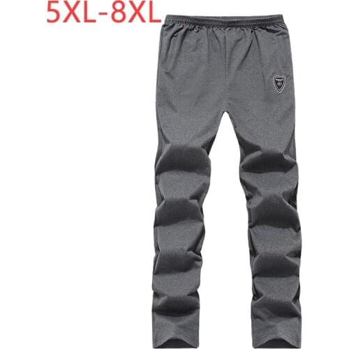 5XL-8XL Men Baggy Joggers Pants Spring Autumn Male Casual Brand Thin Elastic Cotton Black Sweatpants Mens Fitness Trousers CF256