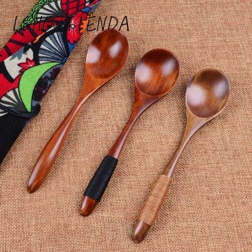 6 Pieces Wood Soup Spoons for Eating Mixing Stirring Cooking, Long Handle Spoon Kitchen porridge soup cooking utensils