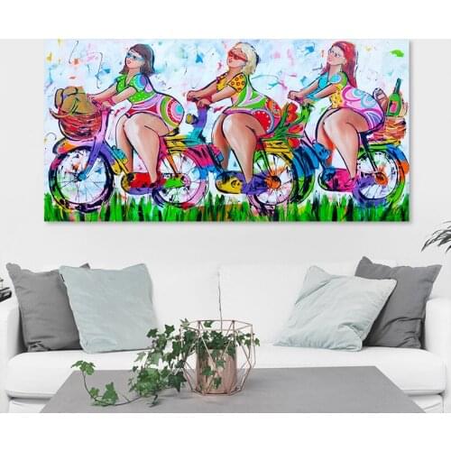 5d diy diamond painting cross stitch fat lady girl on bike full Square drill Diamond Embroidery canvas painting wedding gift