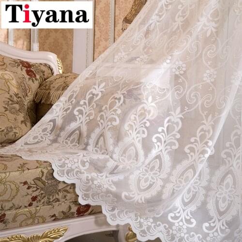 Tiyana Lace Sheer Curtains 1 Panel Jacquard Voile Window Drapes Heavy Tulle for Living Room Glass Door Balcony Hall Decor ZH434X
