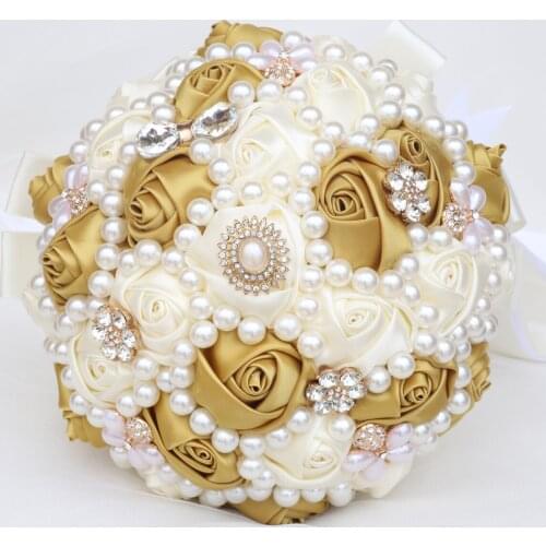 Wine Red Satin Wedding Bridal Bouquets Wedding Supplies Artificial Flower Pearls Rhinestones Sweet 15 Quinceanera Bouquets W226B