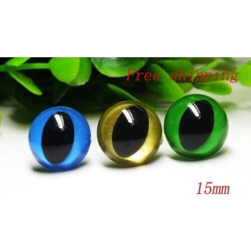 Free ship 60pcs/lot--- 15mm safety toy cat eyes &bule-gold-green color you can choose