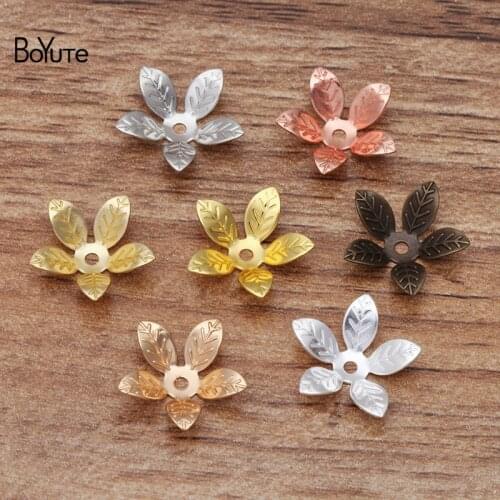 BoYuTe (200 Pieces/Lot) 13MM Metal Brass Flower Bead Caps Diy Hand Made Jewelry Making Accessories Wholesale
