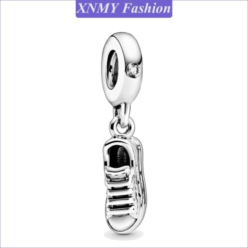 XNMY New Silver Color Sneaker Shoe Dangle Charm Beads Fit Original Pandora Bracelet Necklace Women Diy Jewelry Gift