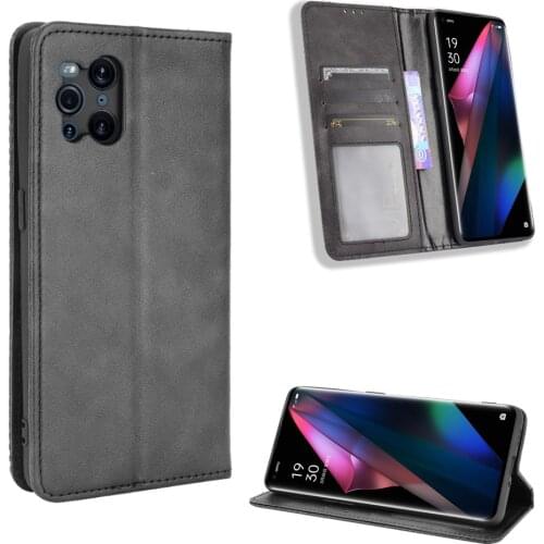 Premium PU Leather Case for Find X3 Magnet Flip Book Case Cover on for Oppo Find X3 Pro Neo Lite