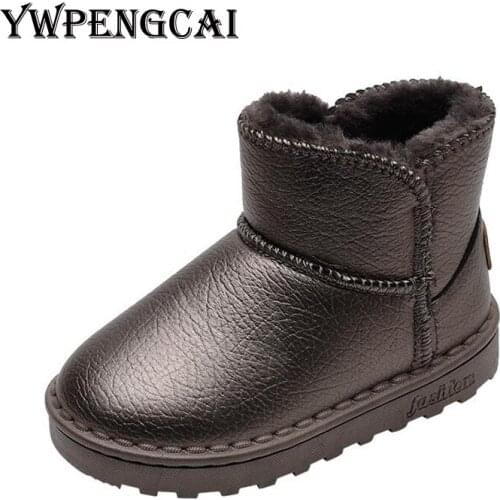 YWPENGCAI Size 25-36 Kids Winter Shoes Warm Fur Snow Boots Unisex Boys Girls Waterproof Ankle Boots