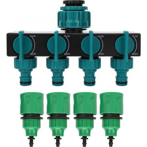 DN20 DN25 FNPT 4 Way Garden Hose Faucet Splitter with 1/4in Quick Connector Irrigation Fitting