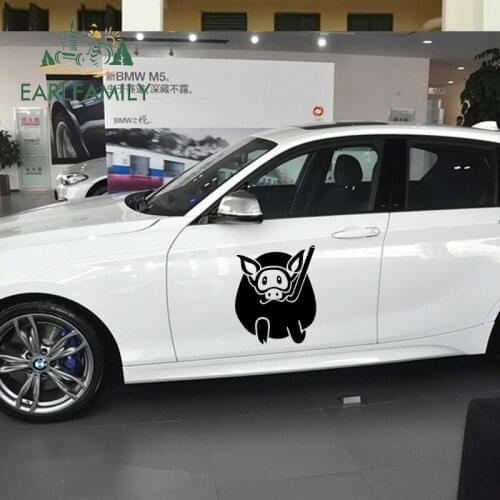 EARLFAMILY 58cm x 49.7cm 2x Car Styling Cute Cartoon Pig Diver Scuba Snorkel Decal Fashion Waterproof Big Car Stickers